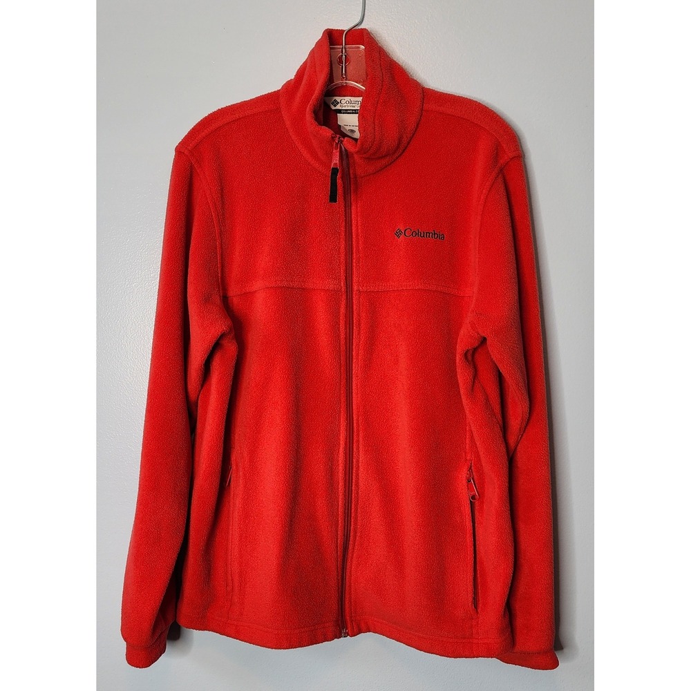 Columbia Youth Fleece‎ Jacket Size 18/20 Red Full Zip Mock Neck Winter